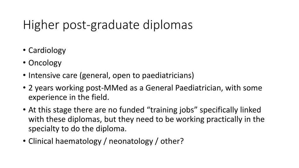 higher post graduate diplomas