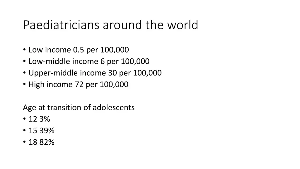 paediatricians around the world