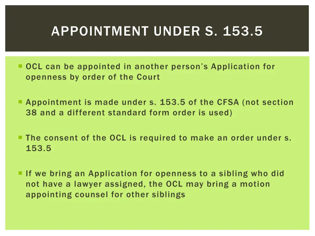 appointment under s 153 5
