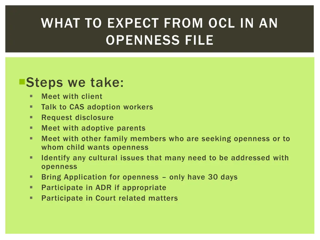 what to expect from ocl in an openness file
