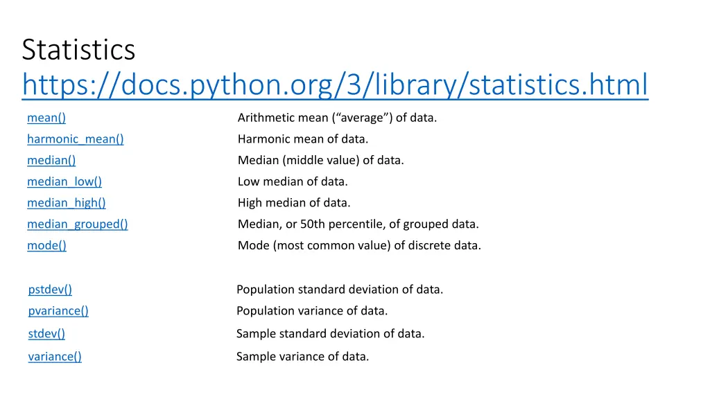 statistics https docs python org 3 library