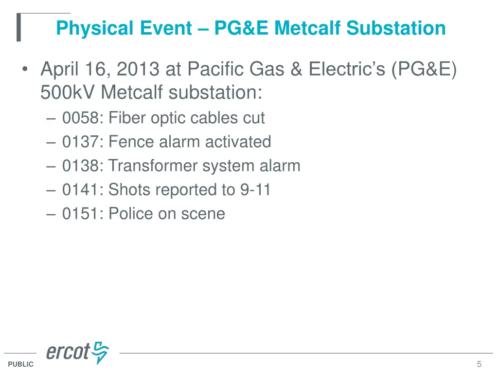 physical event pg e metcalf substation