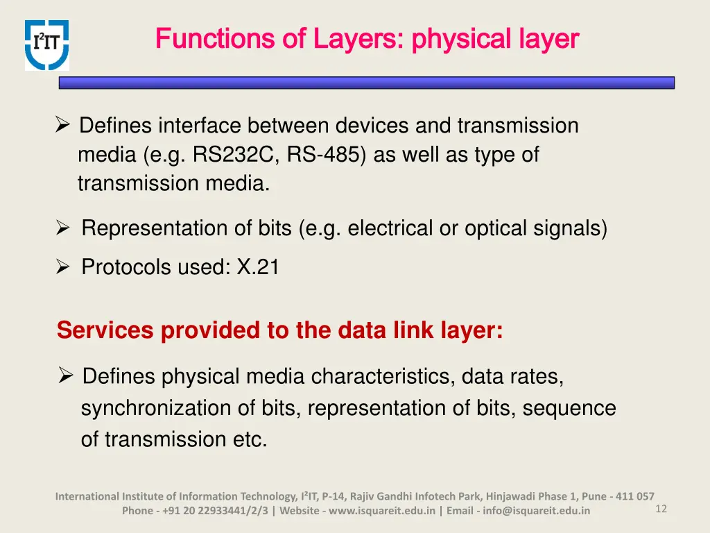 functions of layers physical layer functions 1