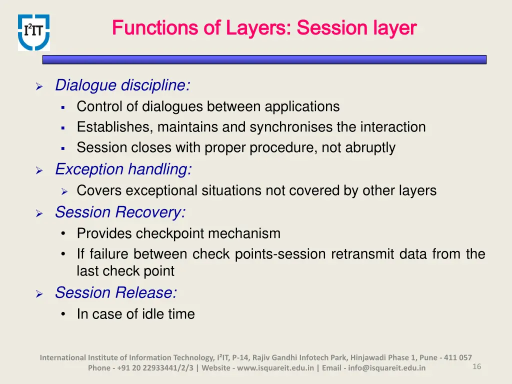 functions of layers session layer functions