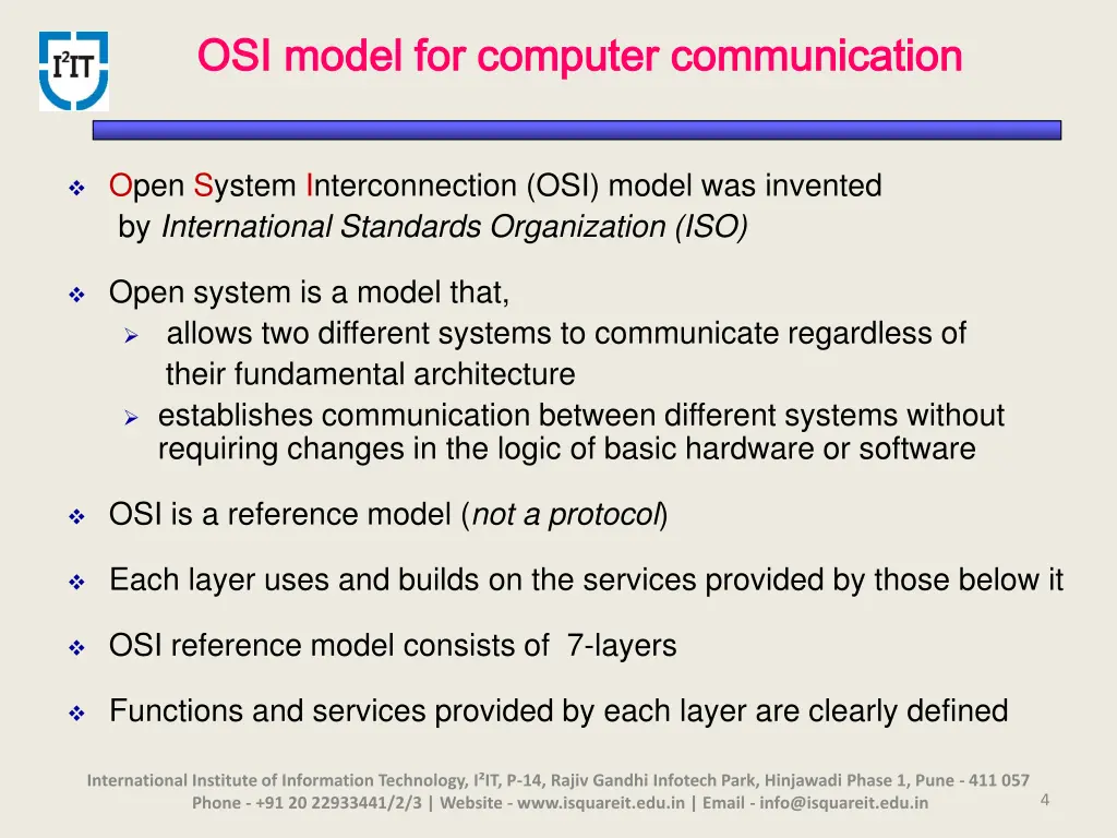 osi model for computer communication osi model