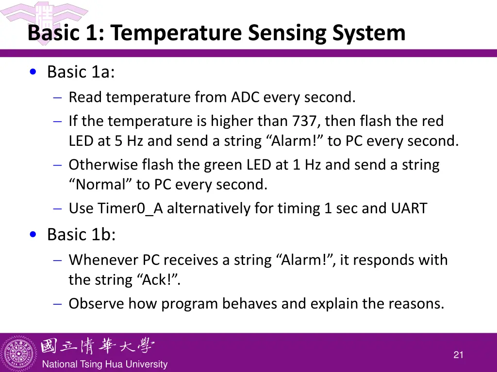 basic 1 temperature sensing system