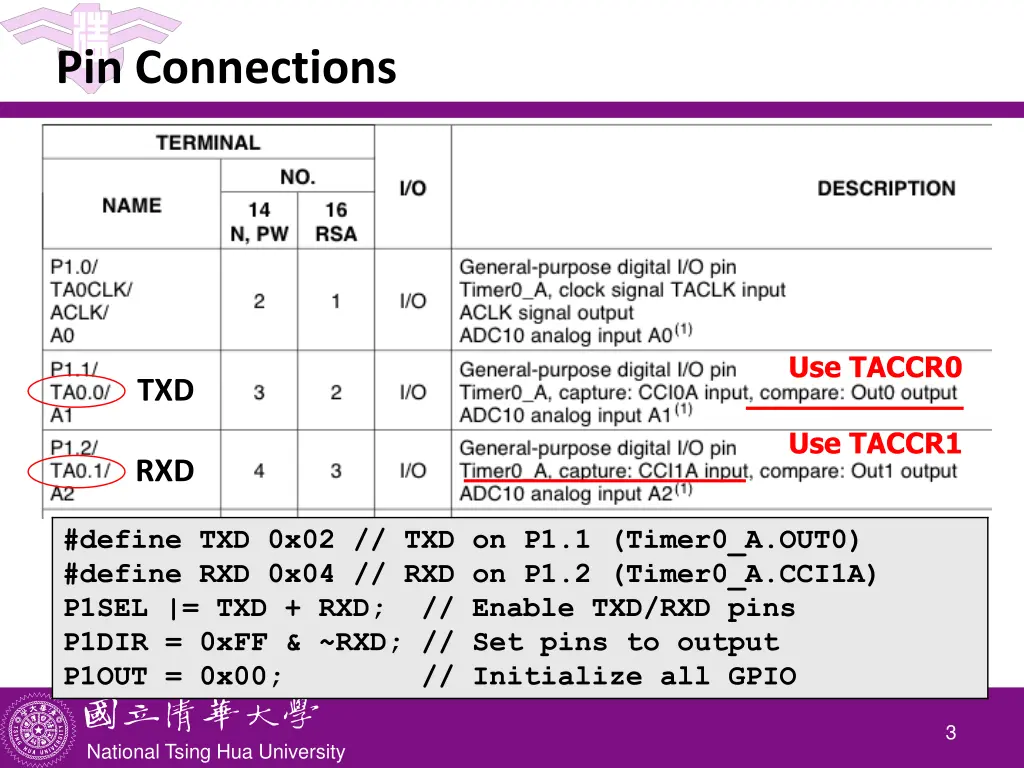 pin connections