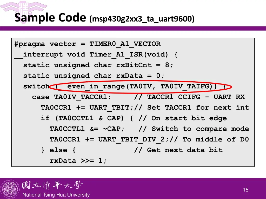 sample code msp430g2xx3 ta uart9600 6