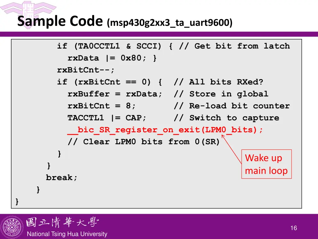 sample code msp430g2xx3 ta uart9600 7
