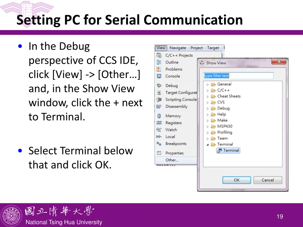 setting pc for serial communication
