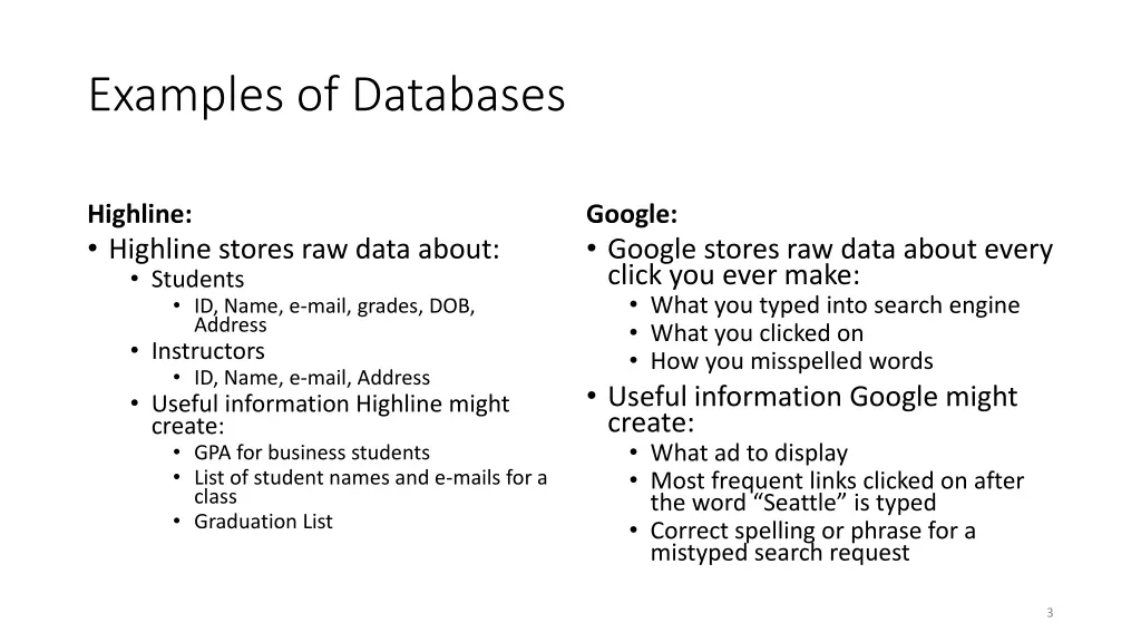 examples of databases
