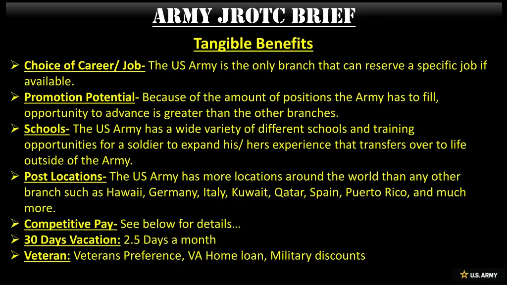 army jrotc brief tangible benefits