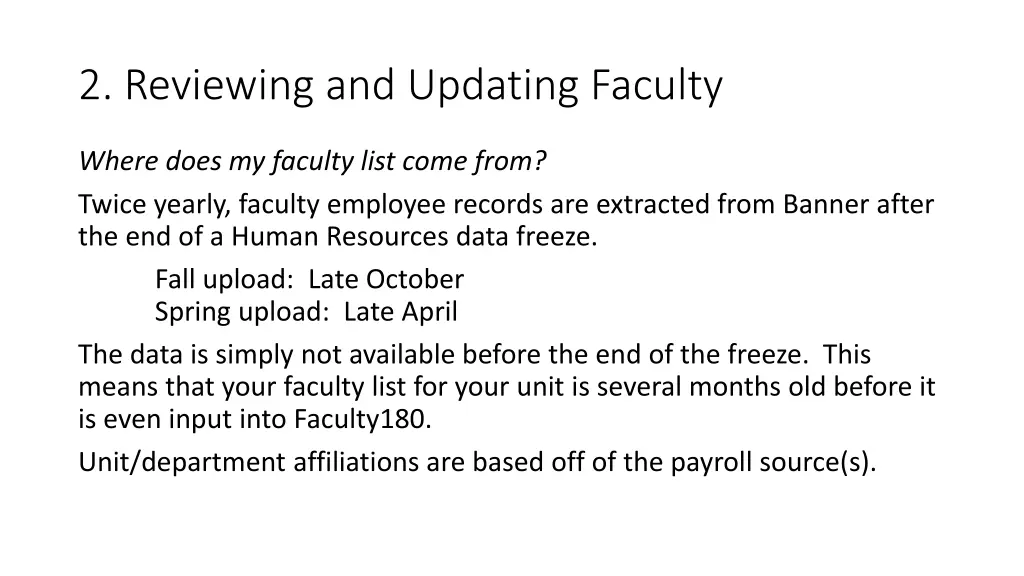 2 reviewing and updating faculty