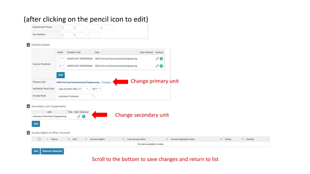 after clicking on the pencil icon to edit
