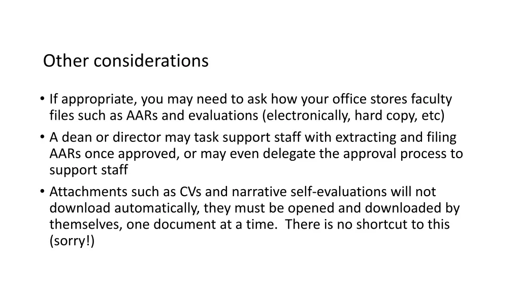other considerations
