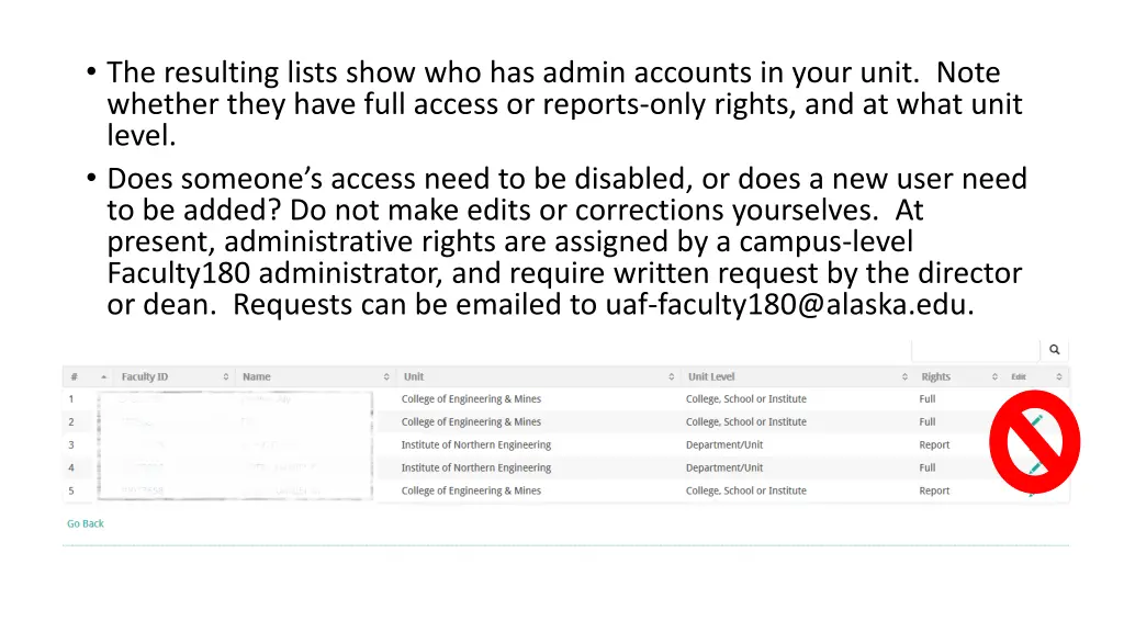 the resulting lists show who has admin accounts