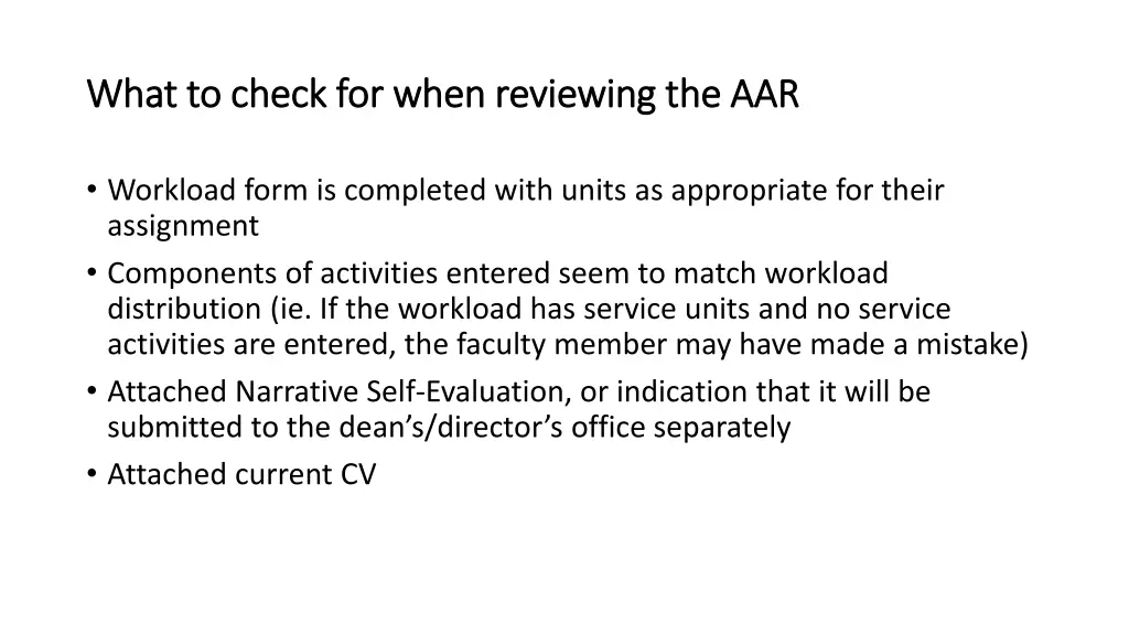 what to check for when reviewing the aar what