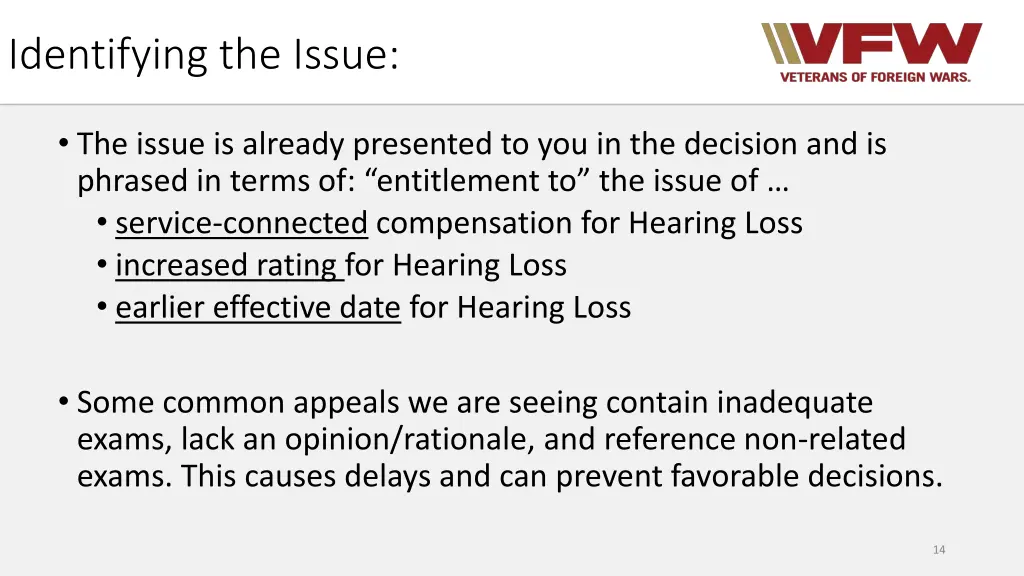identifying the issue