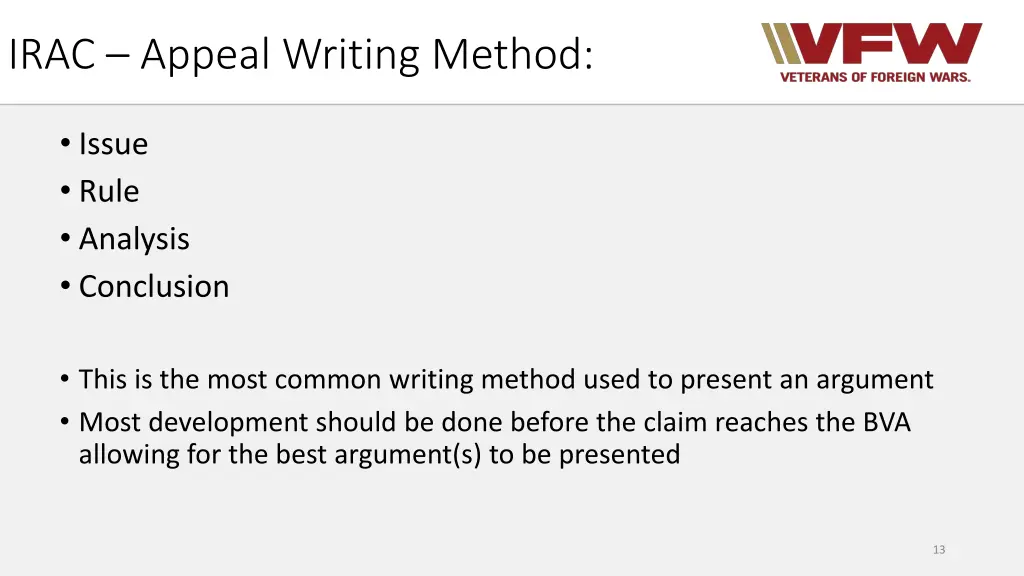 irac appeal writing method