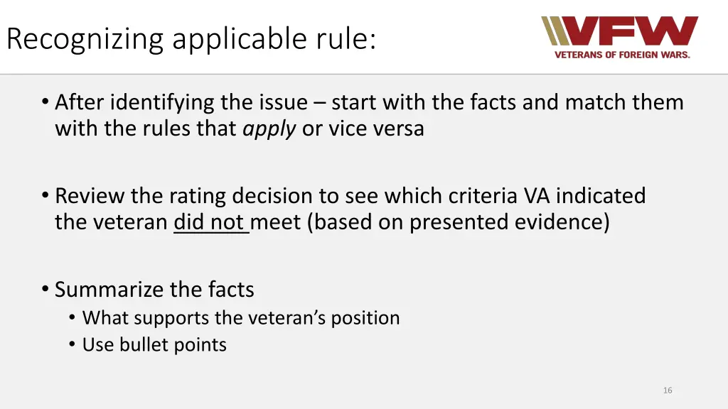 recognizing applicable rule