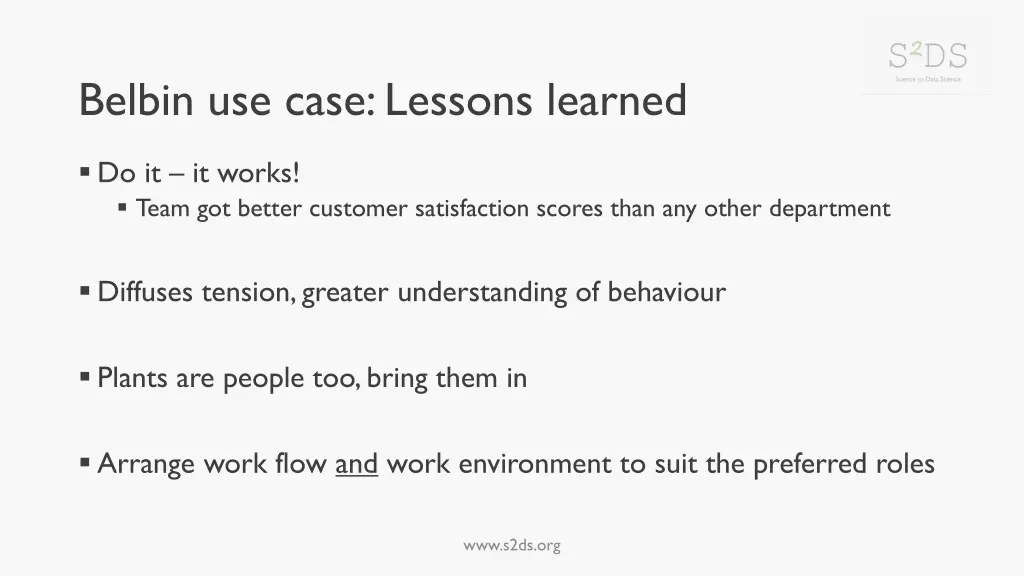 belbin use case lessons learned