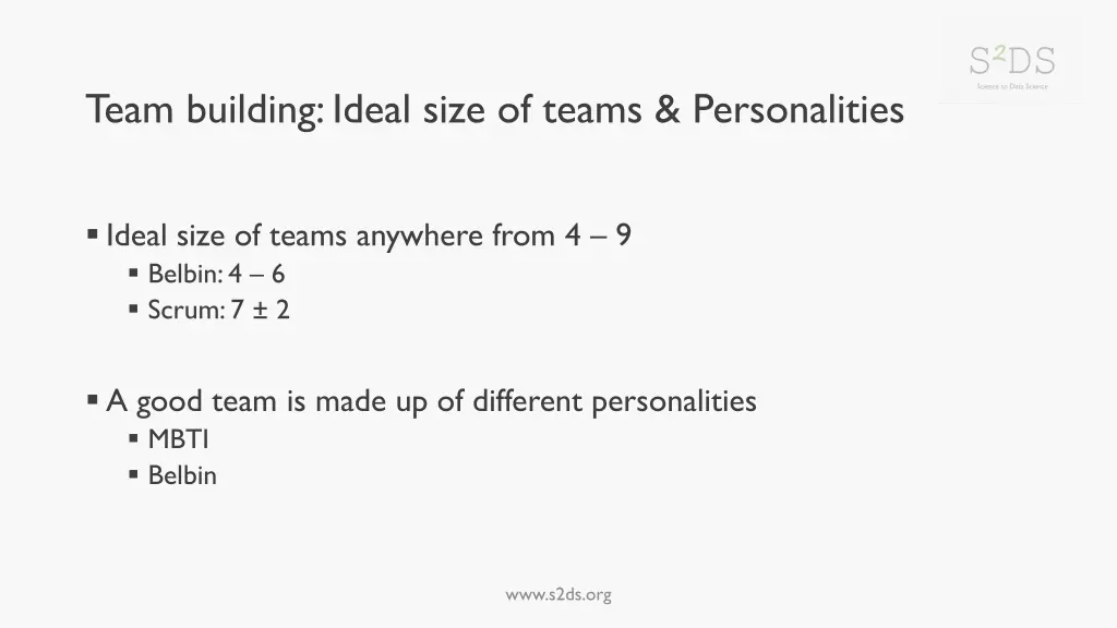team building ideal size of teams personalities