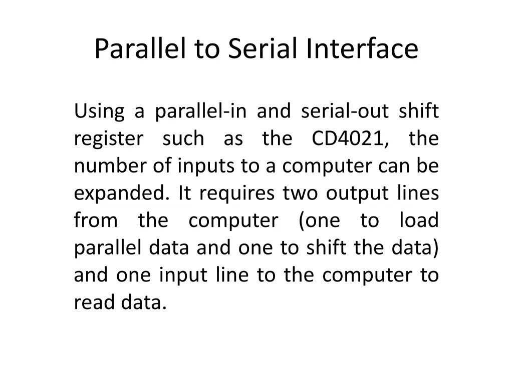 parallel to serial interface
