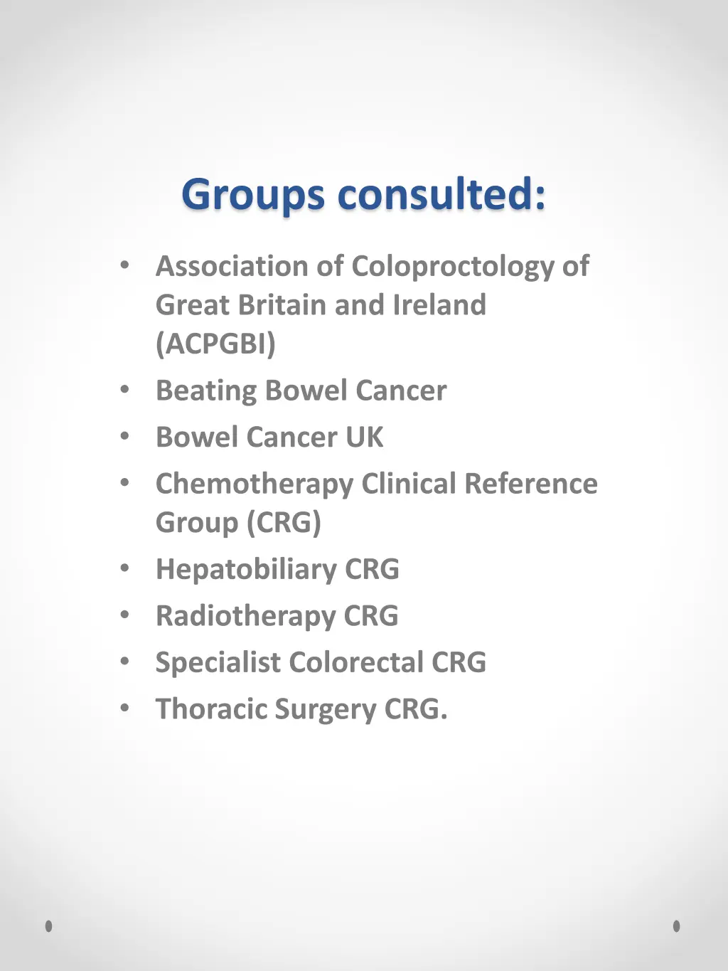 groups consulted