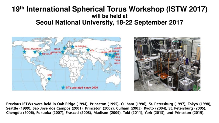 19 th international spherical torus workshop istw