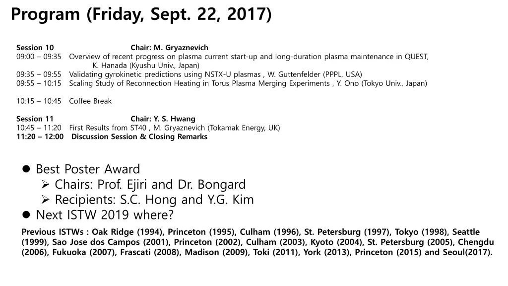 program friday sept 22 2017
