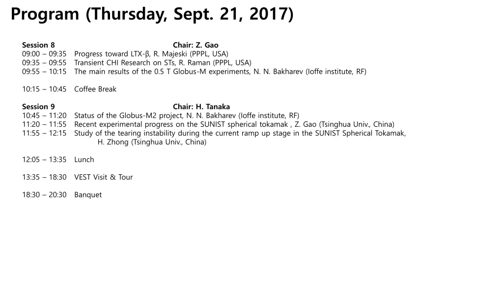 program thursday sept 21 2017