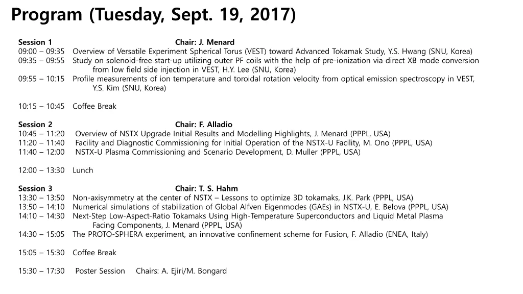 program tuesday sept 19 2017
