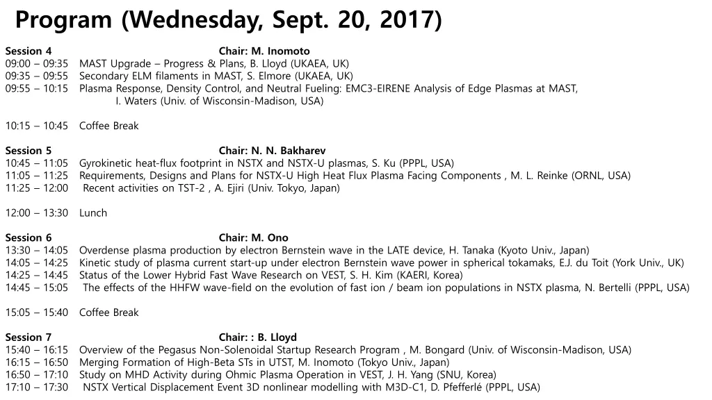 program wednesday sept 20 2017