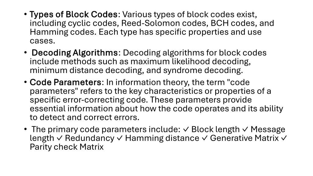 types of block codes types of block codes various
