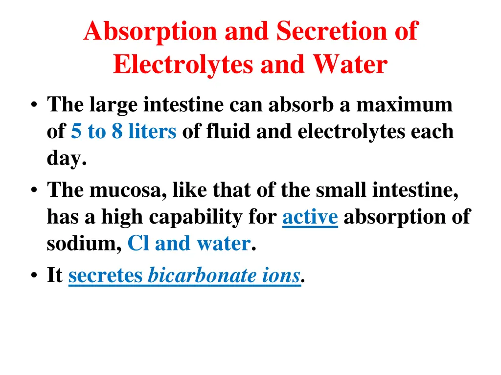 absorption and secretion of electrolytes and water