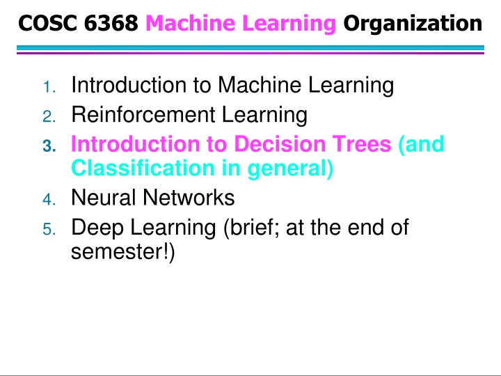cosc 6368 machine learning organization