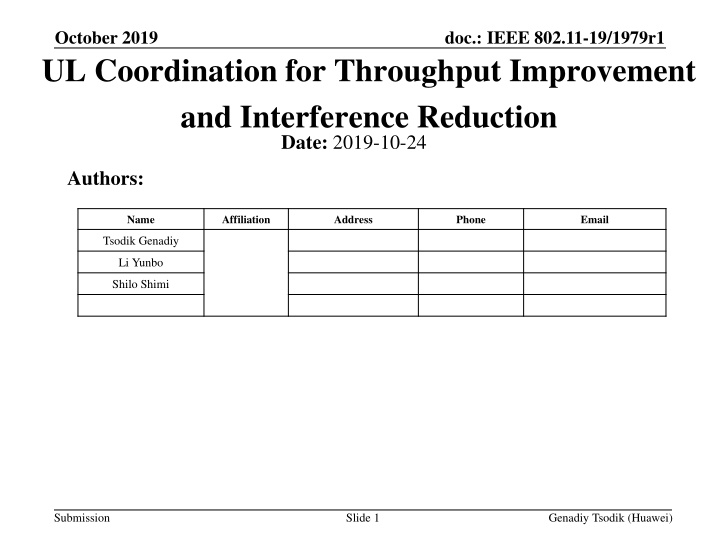october 2019 ul coordination for throughput