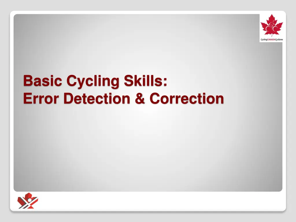 basic cycling skills error detection correction