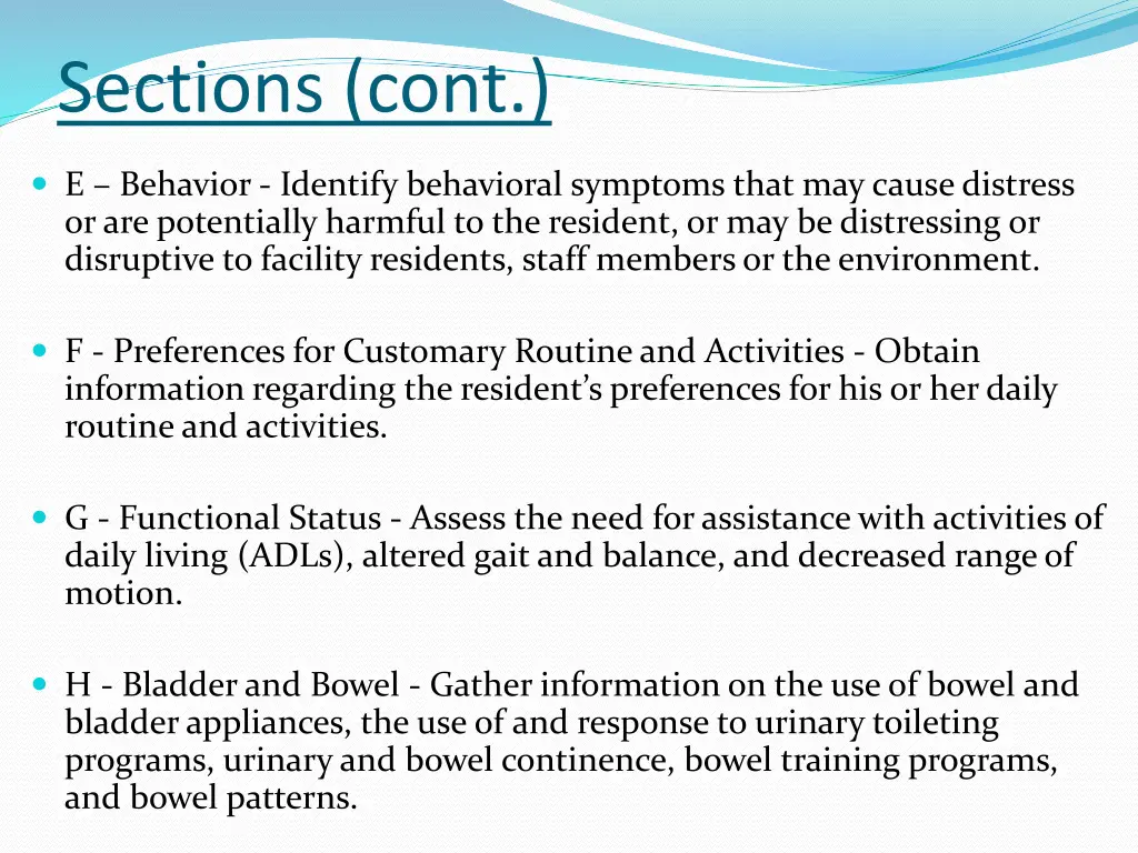 sections cont