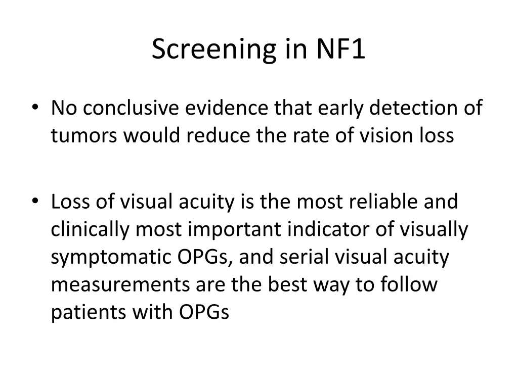 screening in nf1