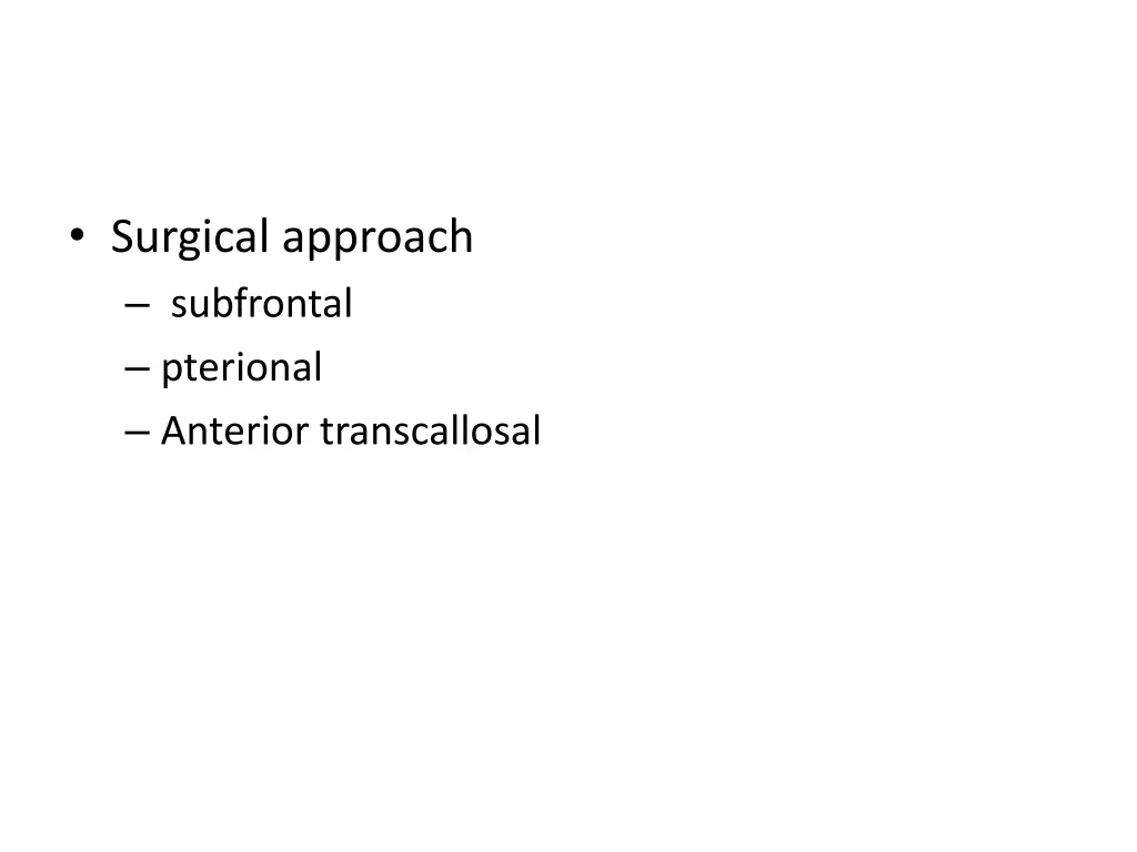 surgical approach subfrontal pterional anterior