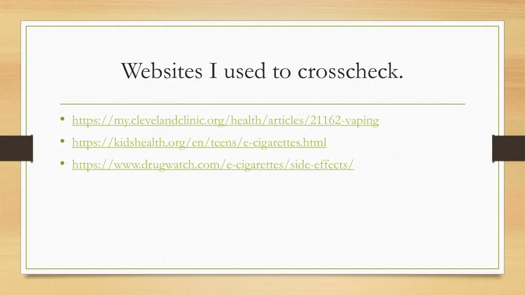 websites i used to crosscheck