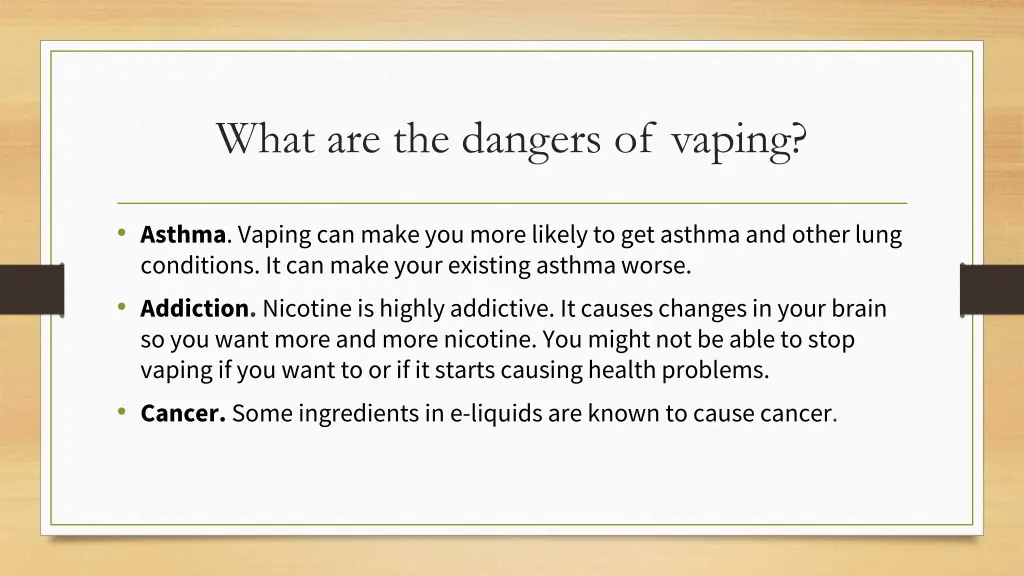 what are the dangers of vaping
