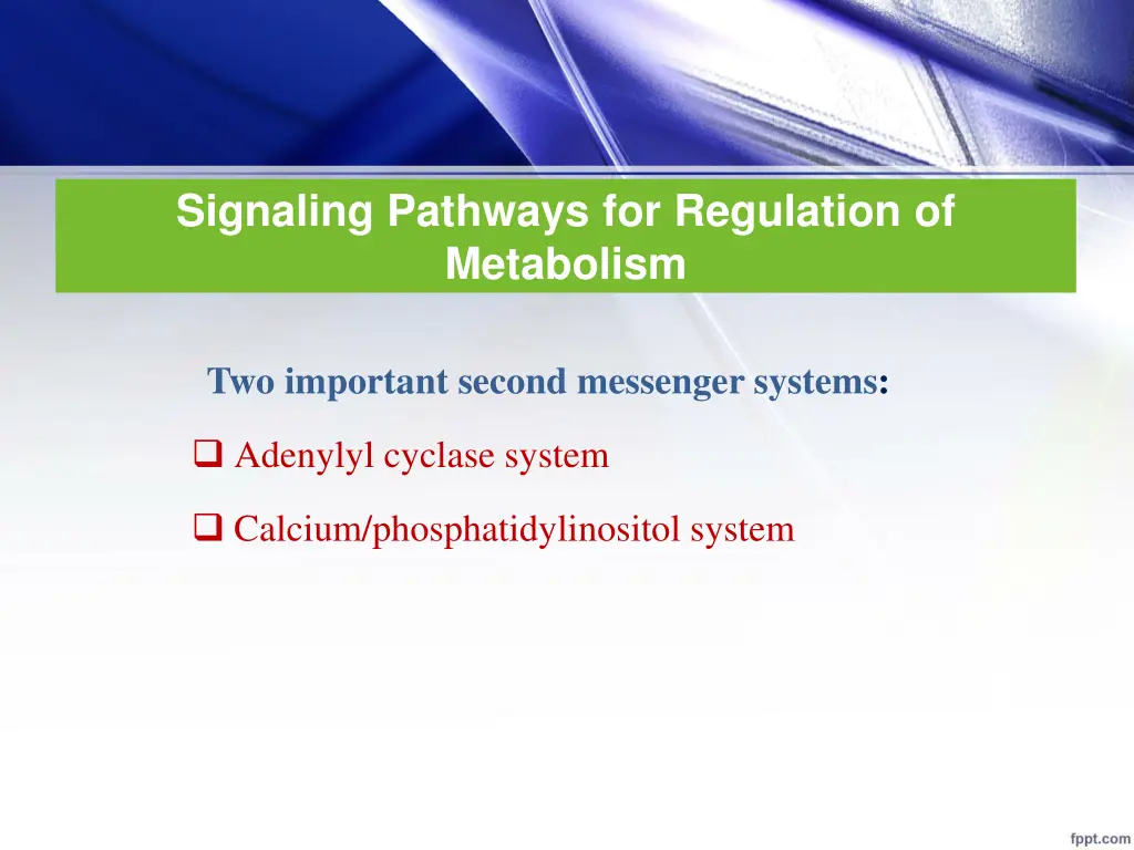 signaling pathways for regulation of metabolism