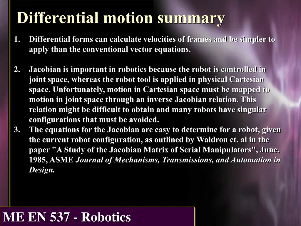 differential motion summary