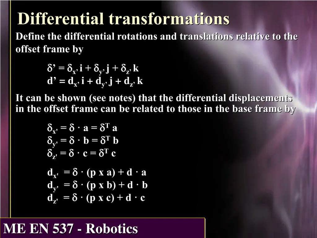 differential transformations define 1