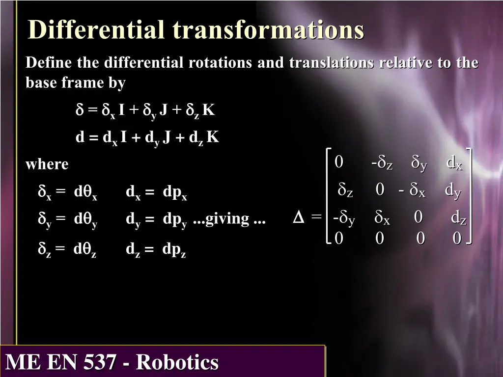 differential transformations define