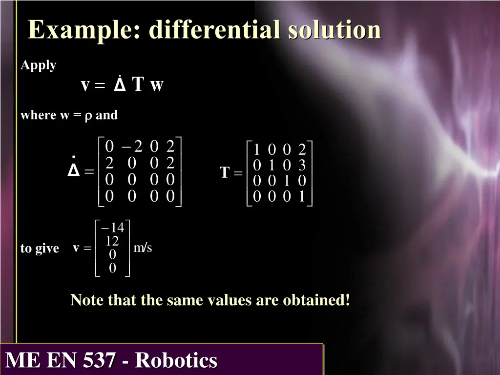 example differential solution