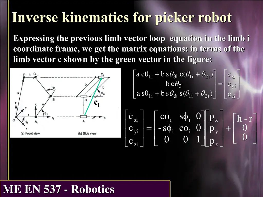 inverse kinematics for picker robot