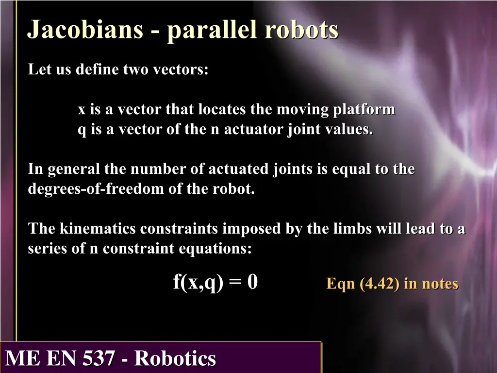 jacobians parallel robots